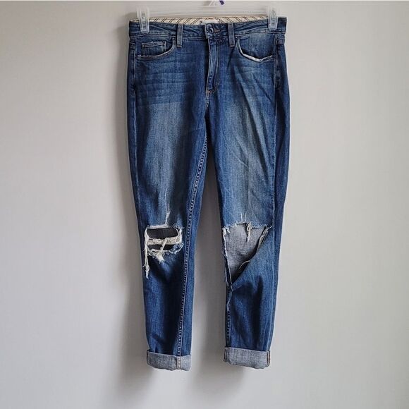 Paige Carter Slim Medium Wash Distressed Jeans Size 27 - Picture 3 of 8